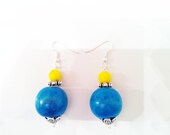 Teal and Yellow Earrings