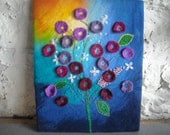 felt picture, abstract flowers, fiber art