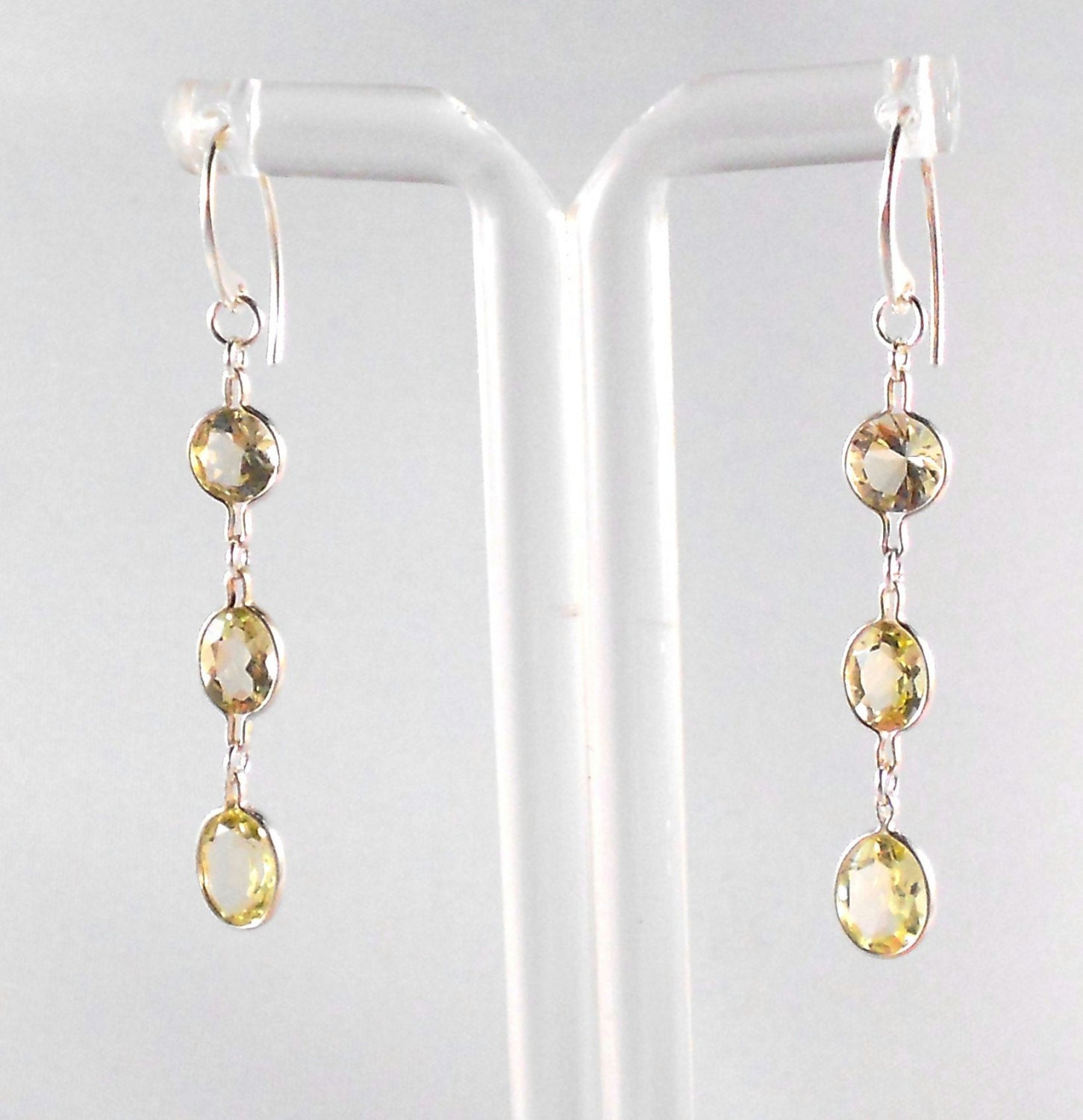 Lemon Quartz Dangle Sterling Silver Earrings