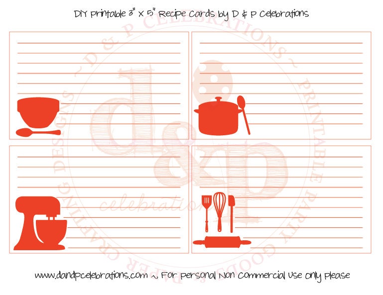 Recipe Book DIY Recipe Cards In Red INSTANT DOWNLOAD Il_170x135