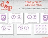 DIY Printable Baby Girl in Purple & White Mini Collection INSTANT DOWNLOADI Il_170x135