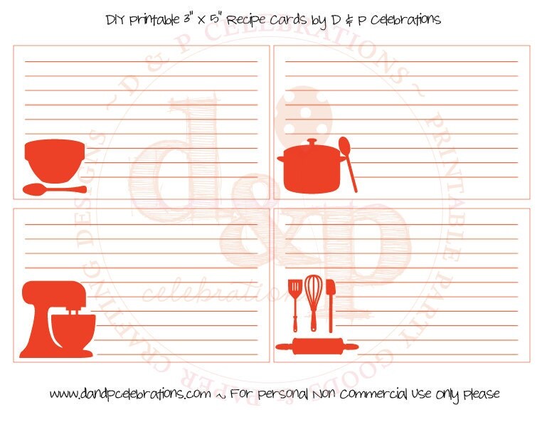 Recipe Book DIY Recipe Cards In Red INSTANT DOWNLOAD Il_570xn
