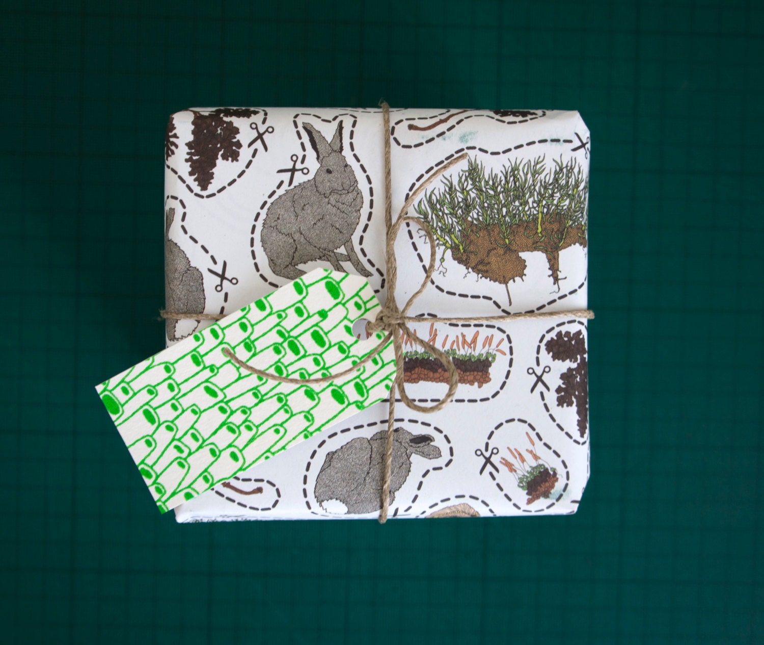 Screen Printed Gift tags 5-pack Green