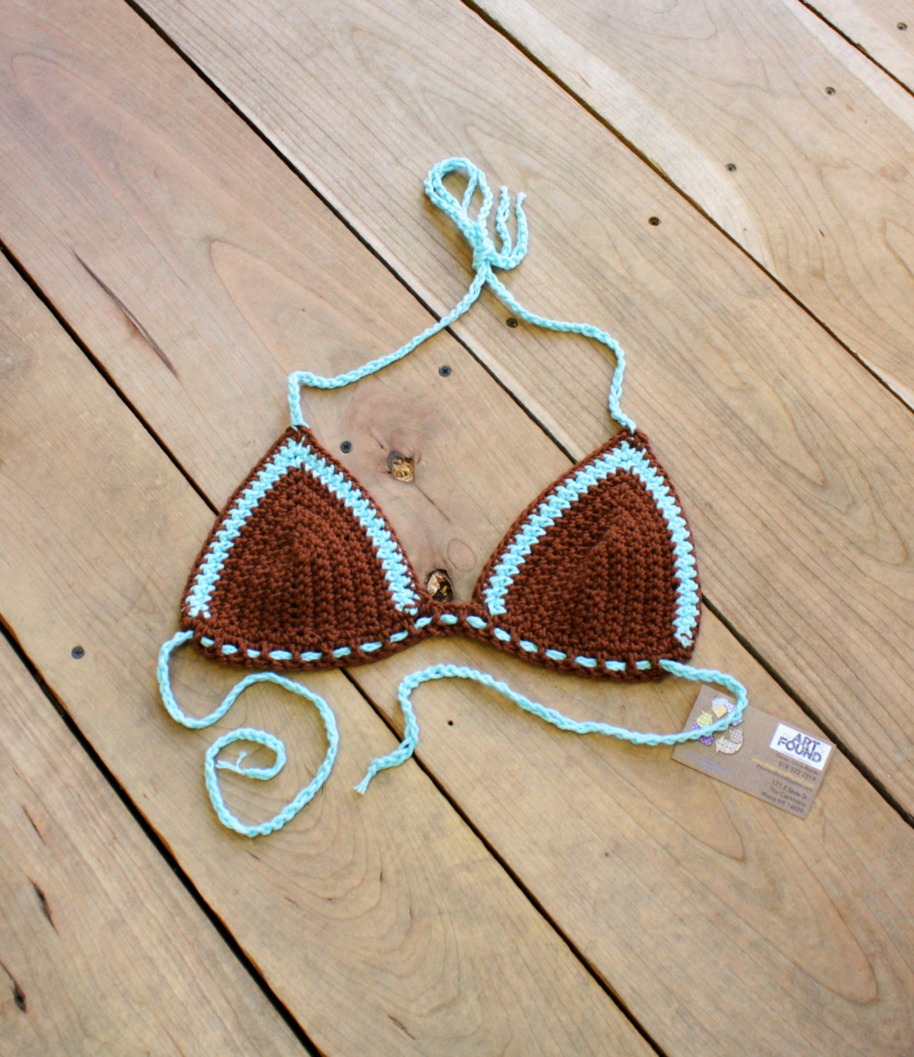 crochet bikini tops. swimwear for spring break. color featured: chocolate mint. made to order in your size