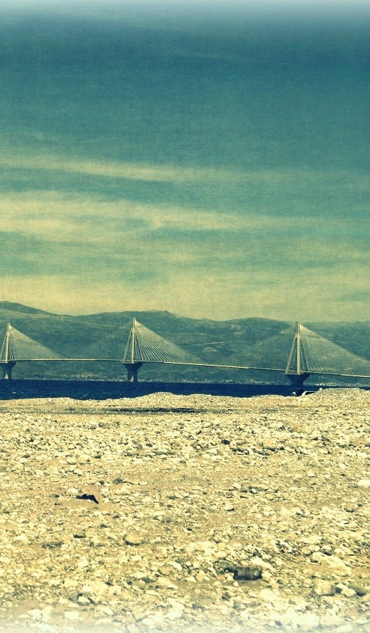 Bridge Photo, Seascape, Greece Europe Photography, Blue