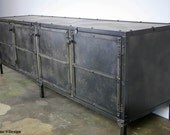Buffet/Hutch. All steel (reclaimed wood avail). Modern/Urban loft decor. (sideboard, credenza, TV Stand, media console)