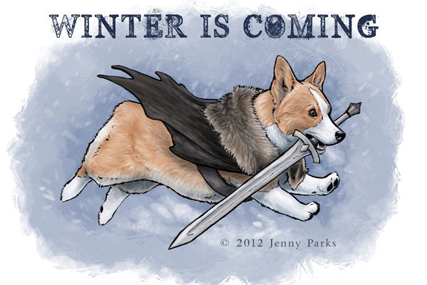 Winter is Coming Corgi Postcard