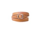 Leather Wrap Bracelet in Natural Leather - Made in USA