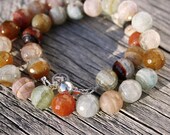 Chalcedony gemstone necklace w/ sterling silver clasp