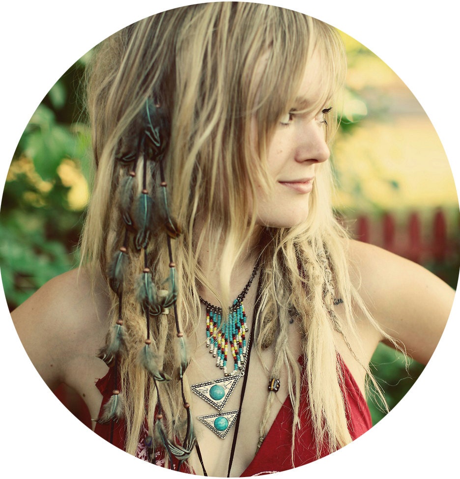 CUSTOM Cascading Leather & Feather Extension Hair Clip