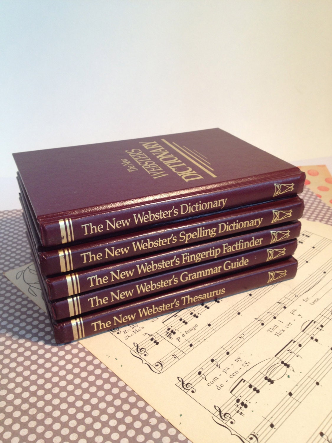 Buy refference books - Webster's Deluxe Reference Books Hardcover 1987, Vintage set 5 Webster's Spelling, Grammar, Dictionary, Grammar Guides