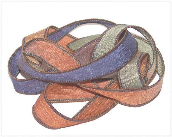 Sassy Silks Hand Painted Wrist Wrap Ribbon Indigo