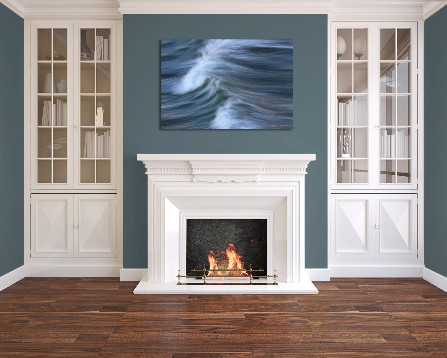 20x30 Abstract Wave Photo Canvas Gallery Wrap Ocean Surf Blue Green Teal Aqua White Soft Muted Relaxing Wall Art Home Decor Beach Coastal