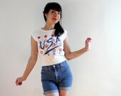 1984 USA OLYMPICS TANK - Vintage 80s Cropped Sweatshirt Tee - xs to s