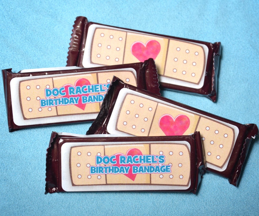 Doc Mc Stuffins Boo Boo Band-Aids Hershey Bandages Personalized Party Favors - QTY 20