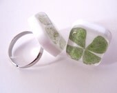 Lucky 4 Leaf Clover Ring - Real Four Leaf Clover encased in resin, Pressed Flower Jewelry - Resin Ring - Resin jewelry