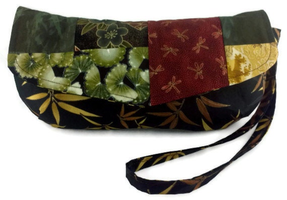 Clutch / Wristlet with Detachable Wrist Strap, Cotton, ready to ship