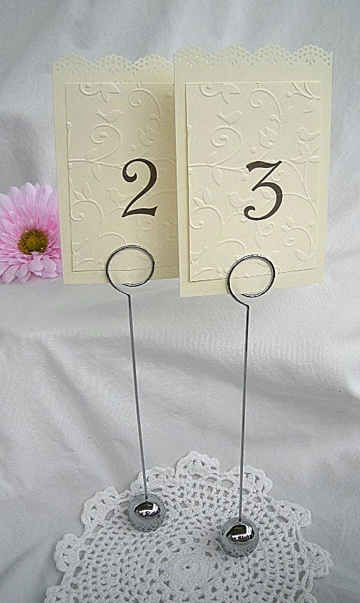 Wedding Table Place Card Holder, Reusable 9" Tall Classy Elegant Silver Ball Place Card or Menu Holders, 12 Piece Set