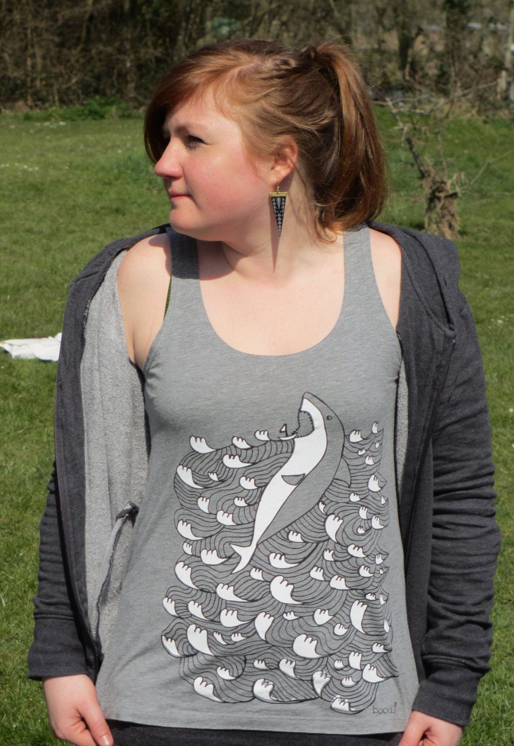 Women's T-shirt hand screen printed on Organic cotton with eco-friendly inks. 'King of the sea'.