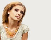 Luxury Unpolished Baltic Amber Necklace / Solid Sterling Silver Gold Amber Jewelry / Chunky Genuine Amber / Organic Nature Inspired