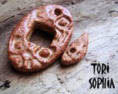 Toggle  - Ceramic - CinnamonSugar -  Oval -  Art Beads  T01