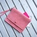 Pink, suede leather wallet / case for credit cards, documents and monay / perfect for small gift