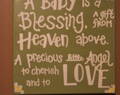 12x12 "A Baby is a Blessing" Canvas (Customize your colors)