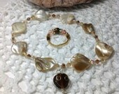 Swarovski Crystal Anklet With Mother Of Pearl Freshwater Sea Shells