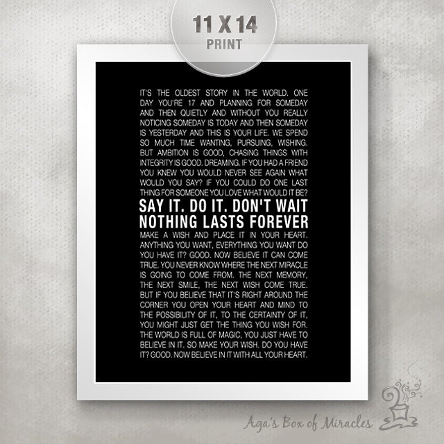 OTH Subway Sign 11x14 PRINT (quote from One Tree Hill TV Show) / Inspiring Gift / Typography Poster / Graduation Gift / Inspirational Quote