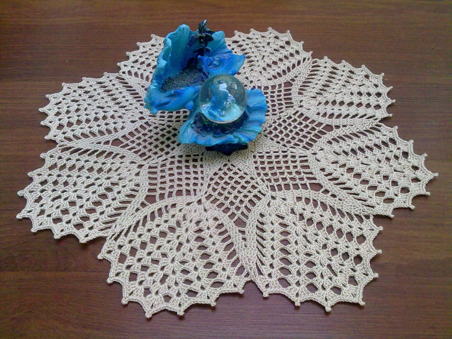 Ecru Crochet Doily, Round, Crochet Lace Doily, Tabletop Decor, Placemat, Housewares