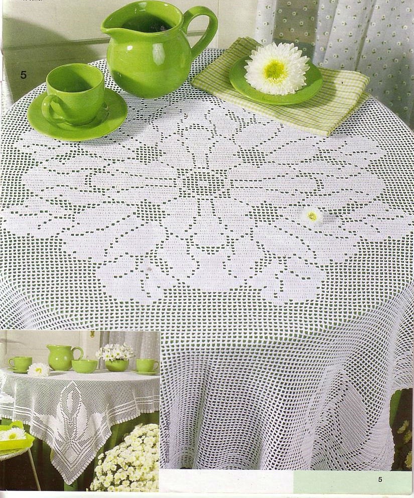 Big Crochet Tablecloth, White, Filet Crochet, Bridal Shower Gift, Victorian, Romantic