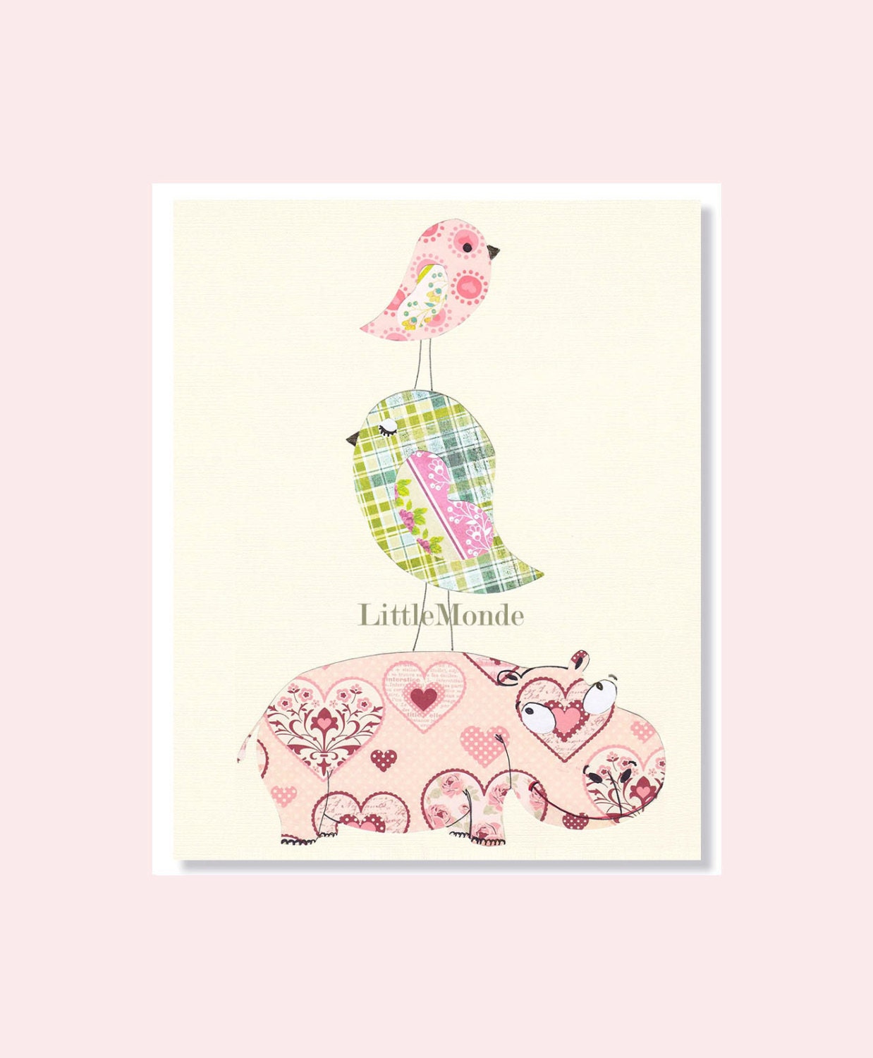 Baby Girl Nursery Prints, Hipo Nursery Print, Pink And Lime Green, Zoo Nursery, 8x10 Nursery Prints, Toddler Girl Decor