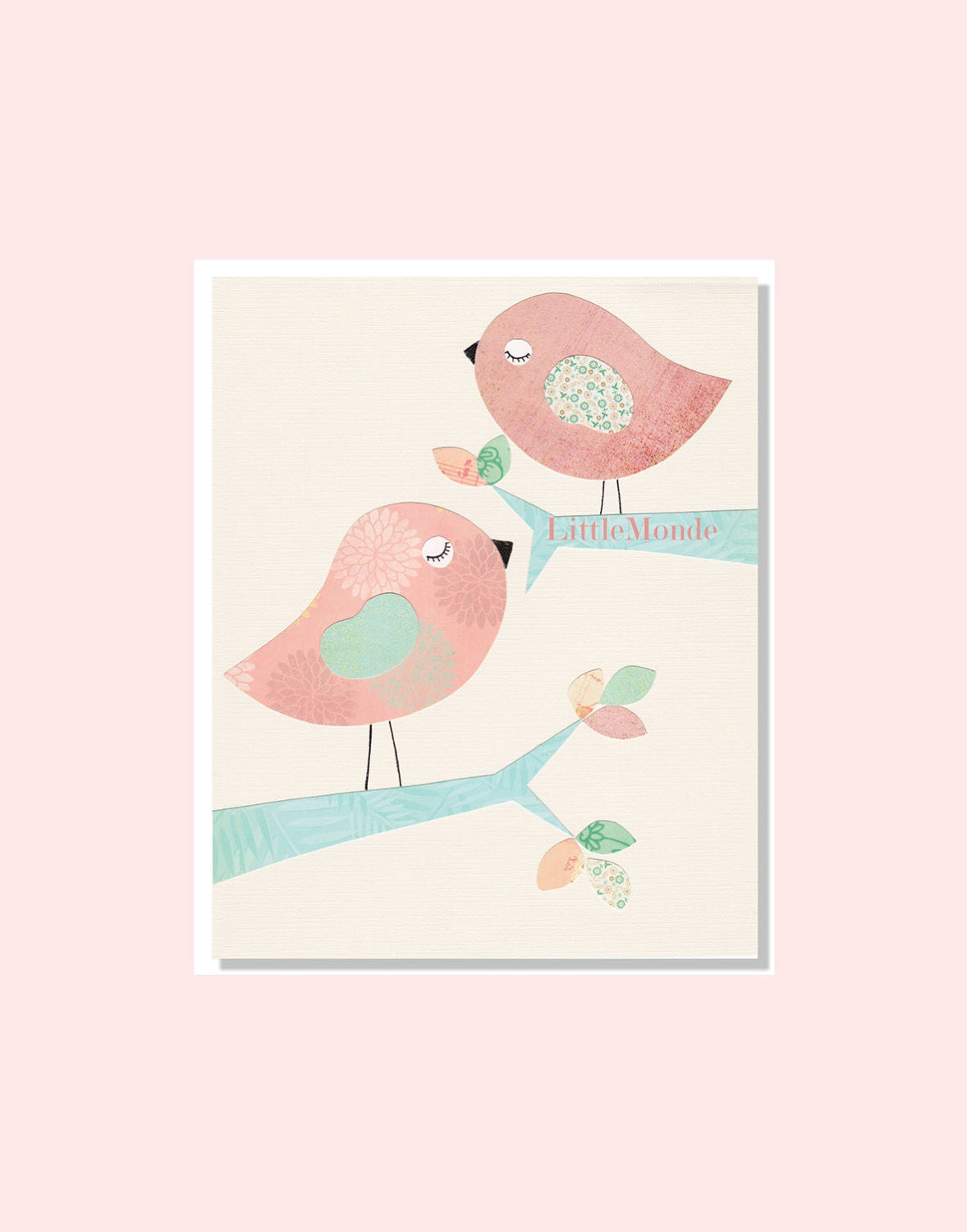 Baby Girl Nursery Art, Nursery Art Print, Nursery Wall Decor, Baby Girl Room Decor, Birds Print, Pastel Nursery Decor