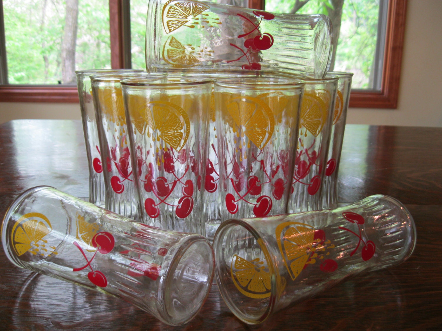 Anchor Hocking Lemon and Cherry Tumblers