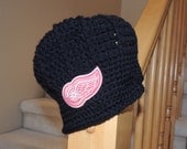 The Original- Detroit Red Wings Crochet Newsboy Hat with Patch / Hockey Baby / NHL Baby/ Photo Prop / Item 201