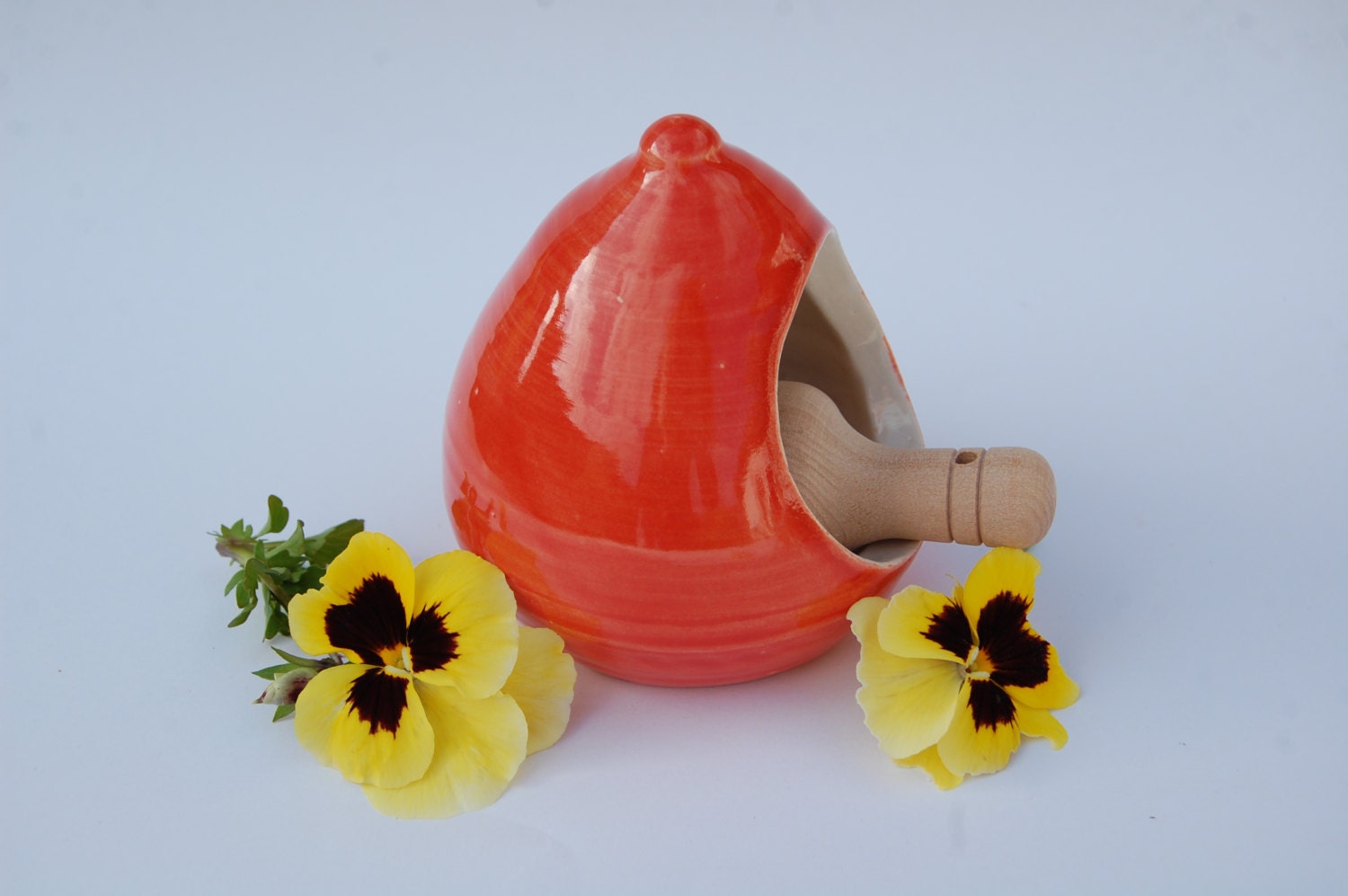 Reserved listing for Carolyn  Salt Cellar Salt Pig Red and White Pottery made in UK Red Kitchenwares
