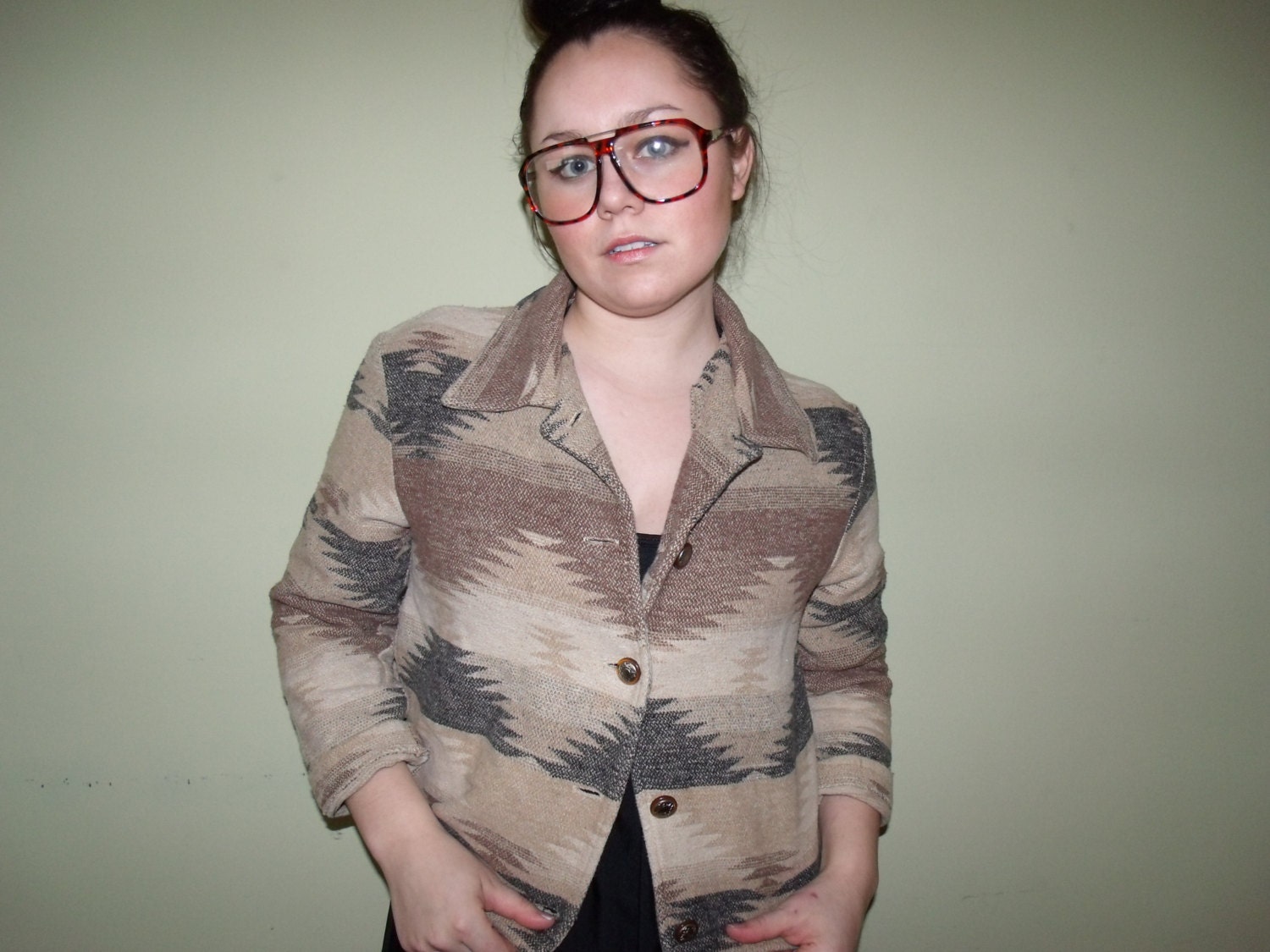 AWESOME vintage tribal print jacket 70s 80s aztec navajo indian print desert boho