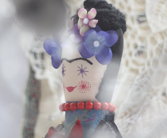 OOAK art doll, Soft art doll cloth, Frida Kahlo, doll, little Frida