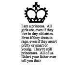 Vinyl Wall Lettering -I am a Princess - Girls or Baby Nursery Wall Quotes Decal
