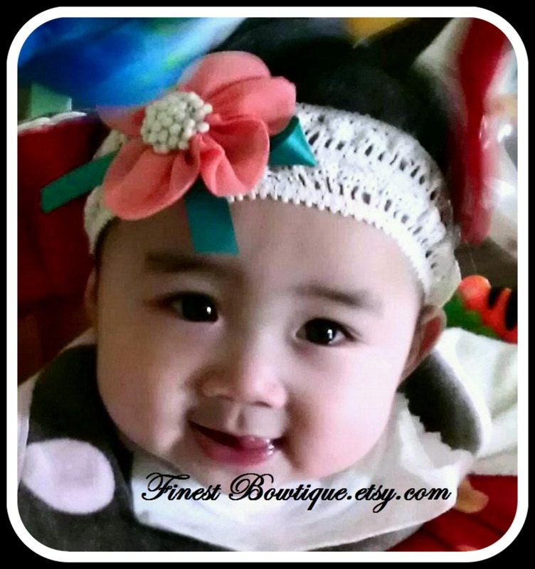 Flower with Little Snow Applique Accent - Newborn Baby Toddler Girl Baby Headband Children Hair Accessories