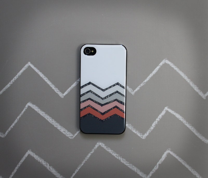 Spring chevron Iphone case . slim barely there iphone case . modern iphone 4, 4s or 5 cell phone case . geometric . gray . coral . chevron