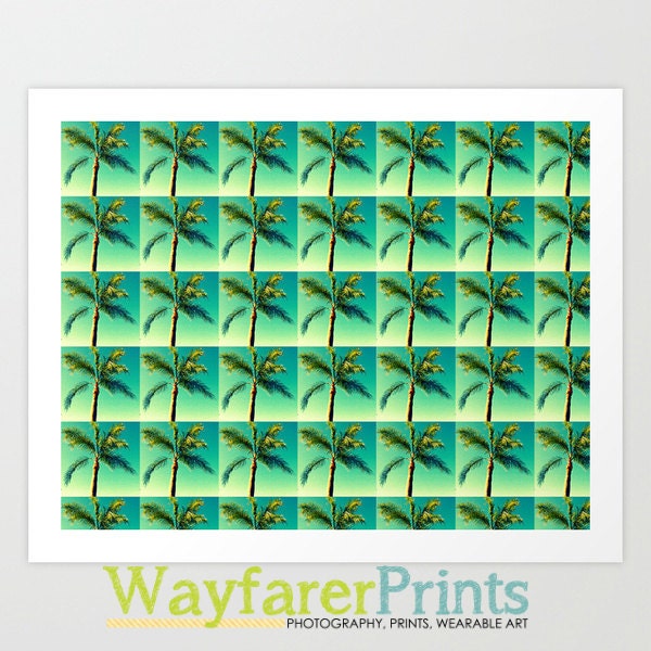 Palm Tree Pop Art - florida palm tree landscape original artwork mod hipster abstract pattern home decor wall 5x5 5x7 8x10 10x10 11x14