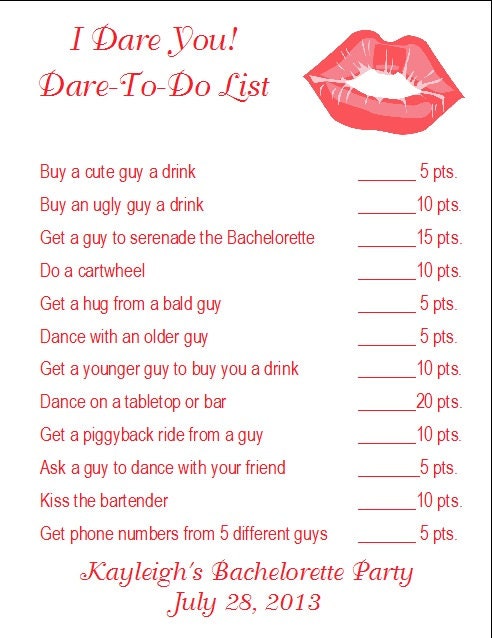 24 Personalized I DARE YOU Bachelorette Party Game