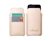 The Five - Nude - Vegetable Tanned Leather  iPhone 5 Sleeve Card Carrier