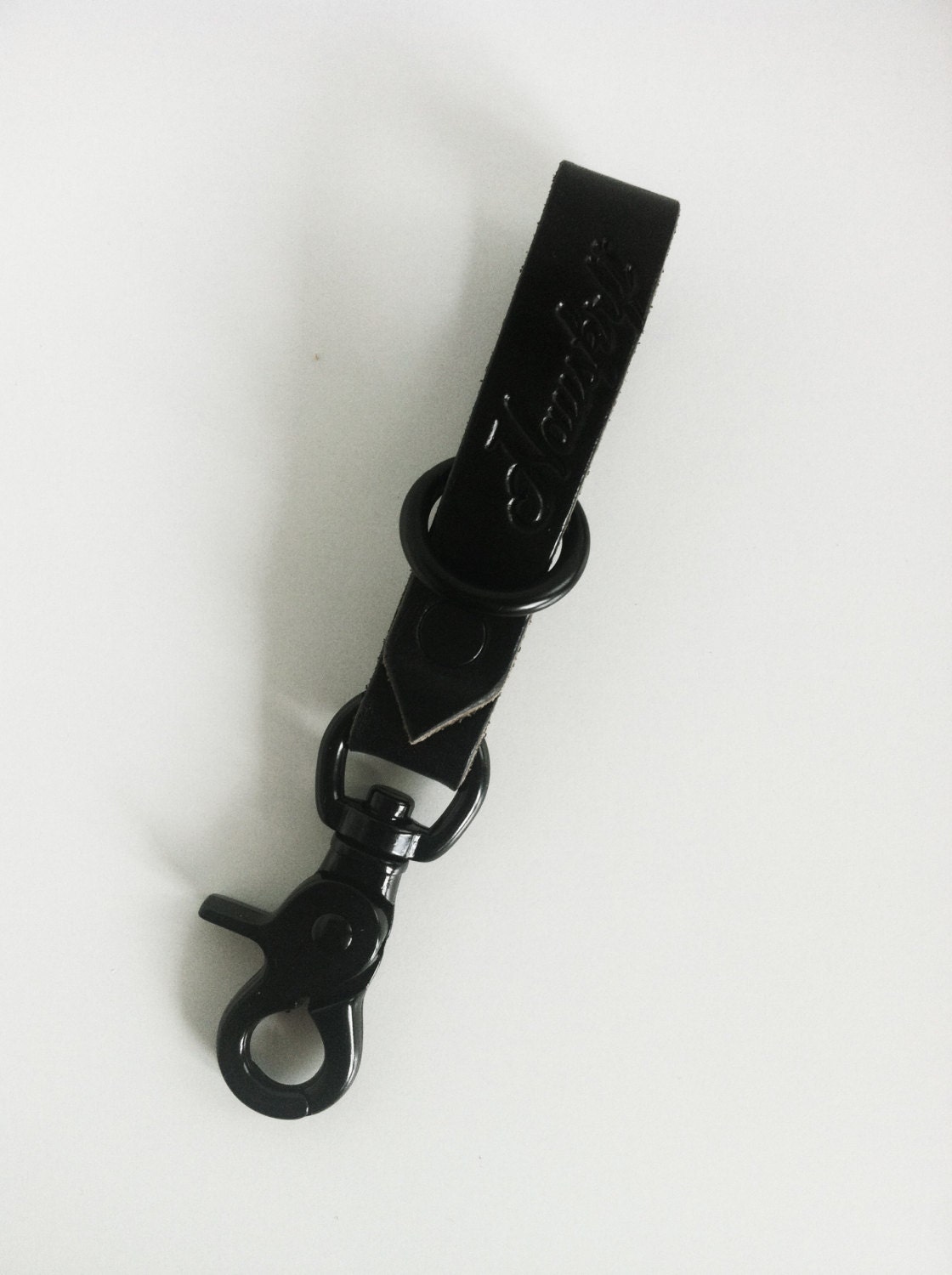 The Landon - Black x Black Leather Lanyard