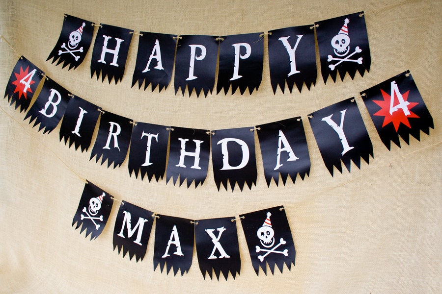 Pirate Party Birthday Banner- Printable-Customized
