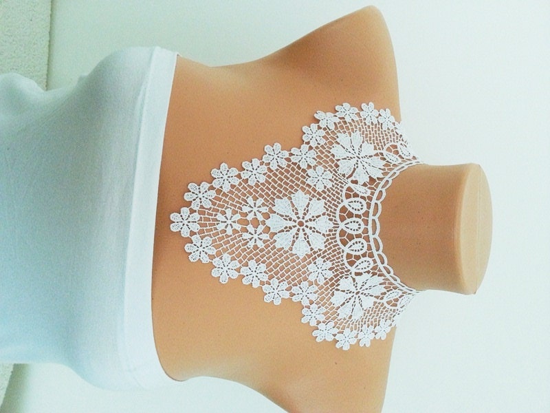 FREE SHIPPING Lux  Special  White  Lace  Applique Collar,  Bridesmaid Accessories, Woman Applique ,OOAK, Graduation accessories