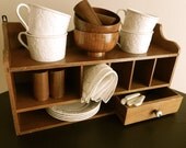 Vintage Wood Shelf.MidCentury.Storage.Kitchen.Office.Desk.