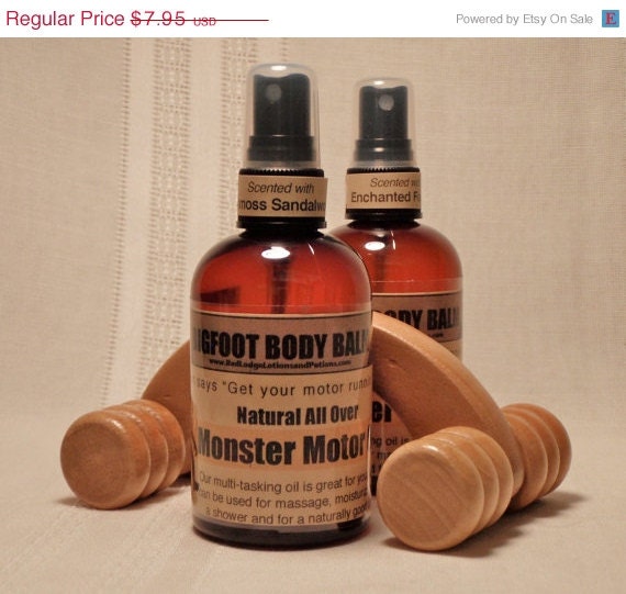 SALE FATHERS DAY Sale  Mens Natural All Over Monster Motor Oil, Body Oil, Bigfoot, Yeti, 4oz Skin Care, Fathers Day