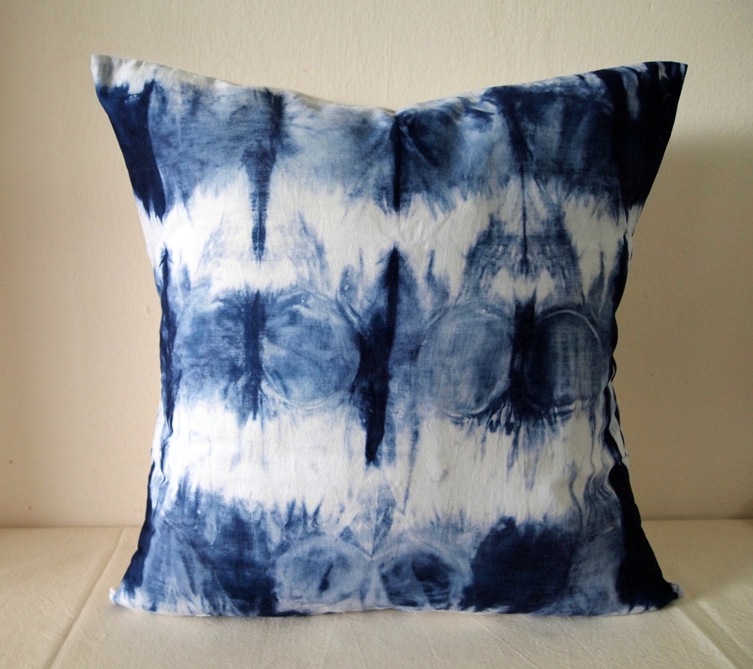 Decorative Throw Pillow Cover - Royal Blue - Unique Abstract Pattern - Hand Dyed Fabric - 18 x 18 - Batik - Tie Dye - Shibori